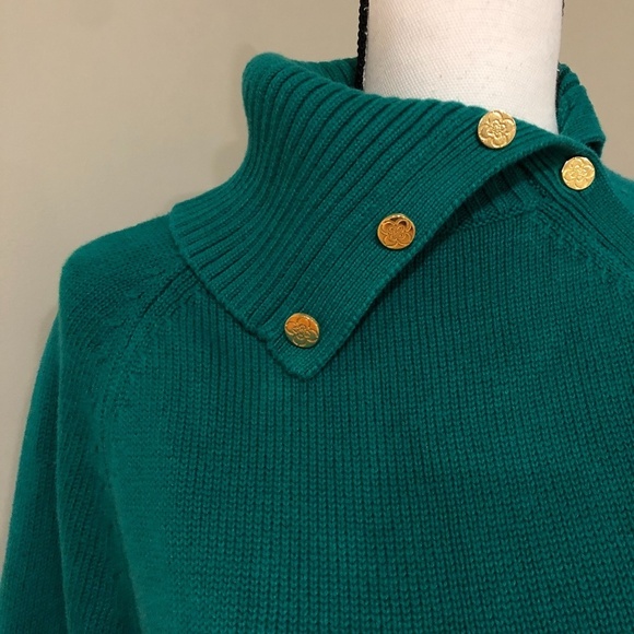 *CHARTER CLUB* Petite Teal x Gold Embellished Top Size SP - Picture 3 of 6